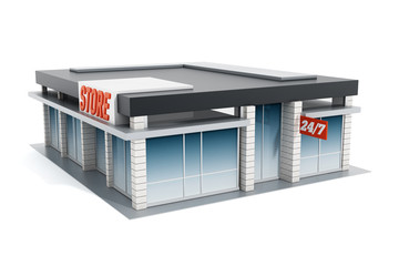 Generic store front. 3D illustration