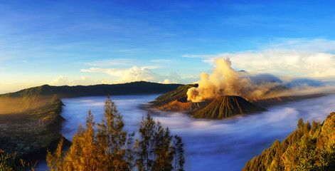 Fototapeta na wymiar Mount Bromo, active volcano during sunrise.