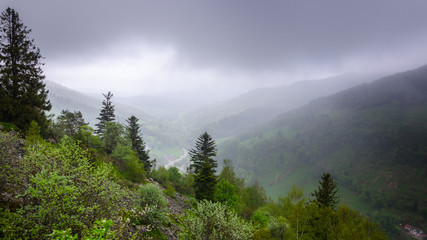 Air texture of clouds and fog in the mountains, Alsace