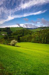 Beautiful sky in the mountains, Vosges in Alsace