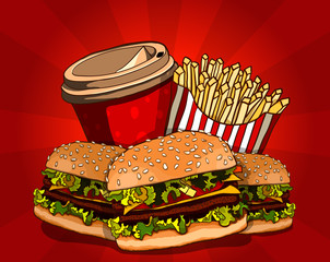 Fast food vector illustration.