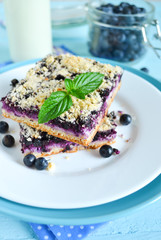 Homemade blueberry pie with ricotta and shtreyzel