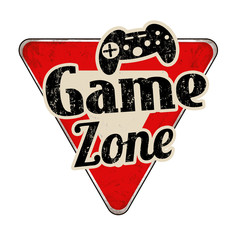 Game zone vintage road metal sign