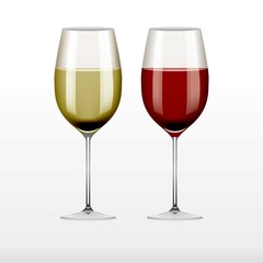 Red and white wine glasses