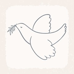 Bird flying with laurel leaf