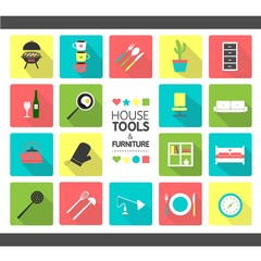 House tools and furniture icons