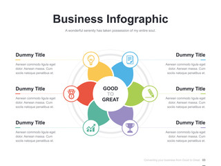 Flat business presentation vector slide template with diagram chart