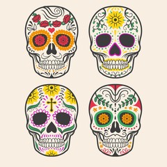 Colorful decorated skulls