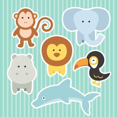 Cute zoo animals collection