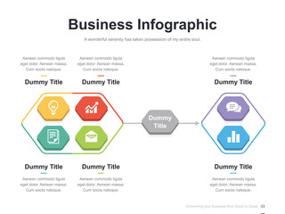 Flat business presentation vector slide template with diagram chart