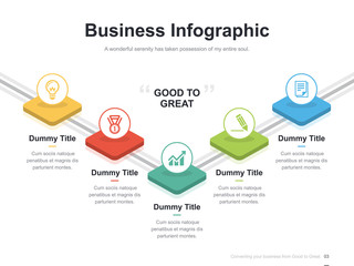 Flat business presentation vector slide template with diagram chart