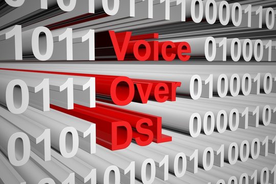 Voice over DSL in the form of binary code, 3D illustration
