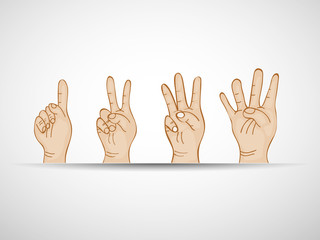 Illustration of set of hands counting numbers 