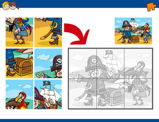 Fototapeta premium jigsaw puzzle task with pirates