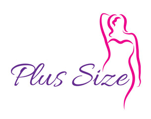 Logo plus size woman. Curvy woman symbol, logo. Vector illustration