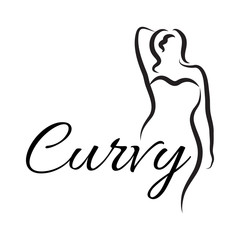 Logo plus size woman. Curvy woman symbol, logo. Vector illustration