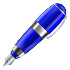 Fountain pen. Blue writing tool