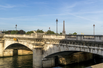Paris, view on a bridge and Eiffel Tower