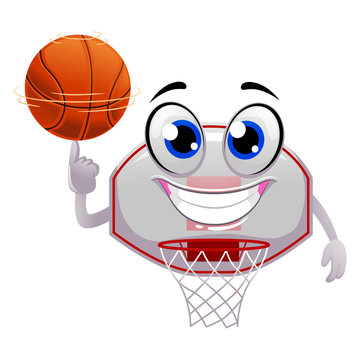 Vector Illustration of Basketball Ring spinning the Ball on top of finger