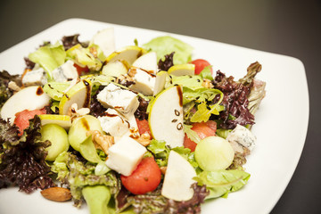 vegetable salad on white plate