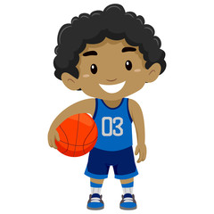 Obraz premium Vector Illustration of a Black Boy Holding Basketball