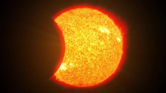 Solar eclipse sun moon planet earth space cosmic system 4k

