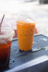 Iced milk tea or Thai milk tea
