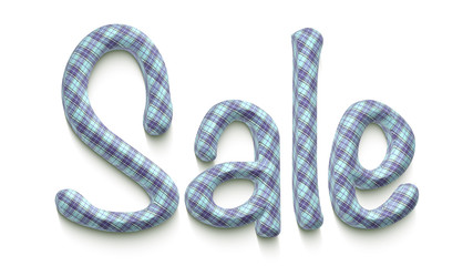 The word sale with a clothes texture