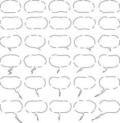 やわらかい形の吹き出しのセット 輪郭線