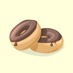 Fresh delicious chocolate donuts. Vector illustration