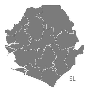 Sierra Leone provinces Map grey