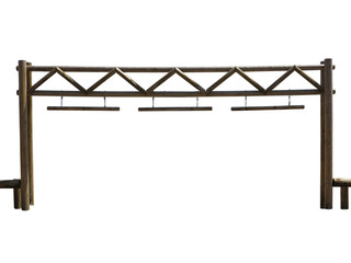 Old wooden farm gate isolated on white background © alexrow