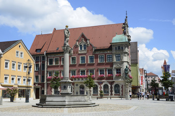Marienplatz mit Rathaus, Mindelheim