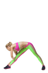 Fototapeta na wymiar Fitness woman doing stretching exercise