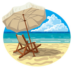  chair and umbrella on beach