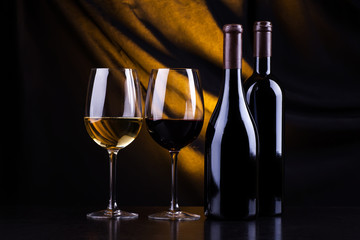 Wine bottles and glasses