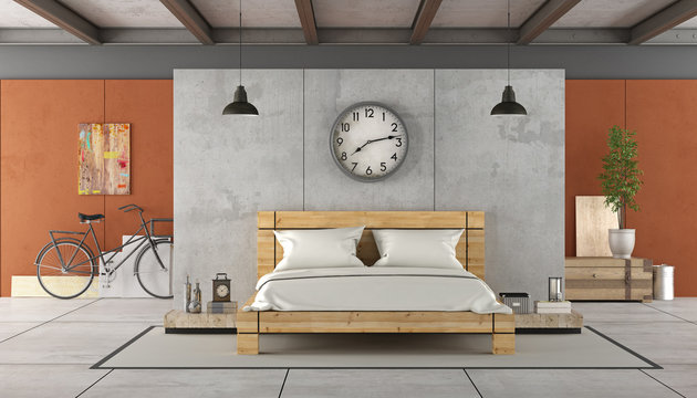 Bedroom in industrial style