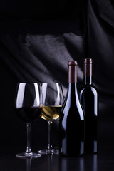 Wine bottles and glasses