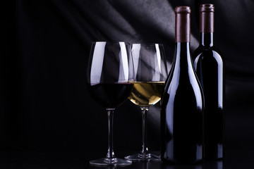 Wine bottles and glasses