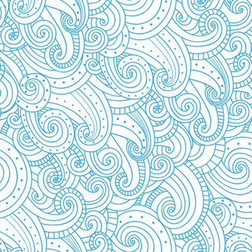 Abstract seamless pattern with waves and clouds. Vector abstract background