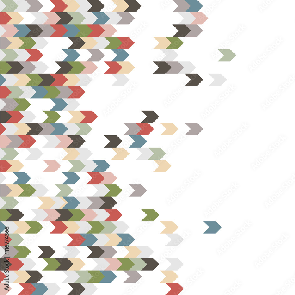 Wall mural pixelated effect multicolored background with arrows