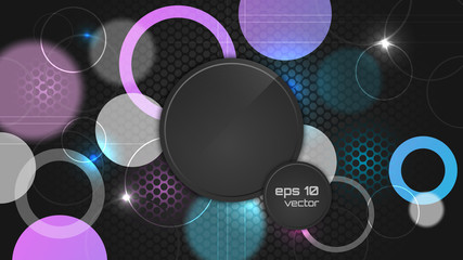 Dark abstract wallpaper with circle pattern and place for your headline.