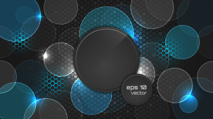 Dark abstract wallpaper with circle pattern and place for your headline.