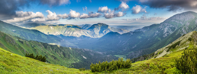 Panoramic view of summer slovak West Tatras mountains