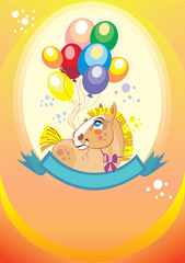 Background with balloons and pony