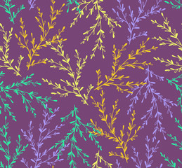 Seamless spring pattern with plants. Vector floral stylish background.