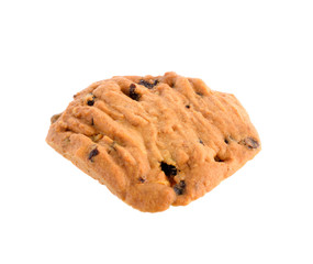 Chocolate chip cookies on white background
