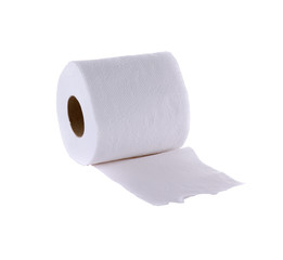 Toilet paper on white background