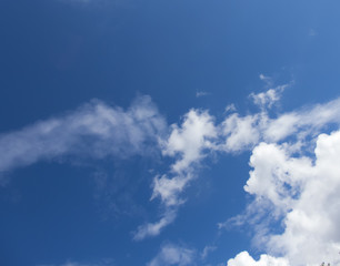 White clouds in a dark blue sky in Europe