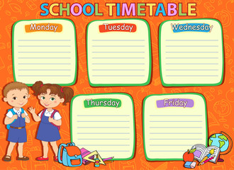 School timetable thematic image vector illustration.